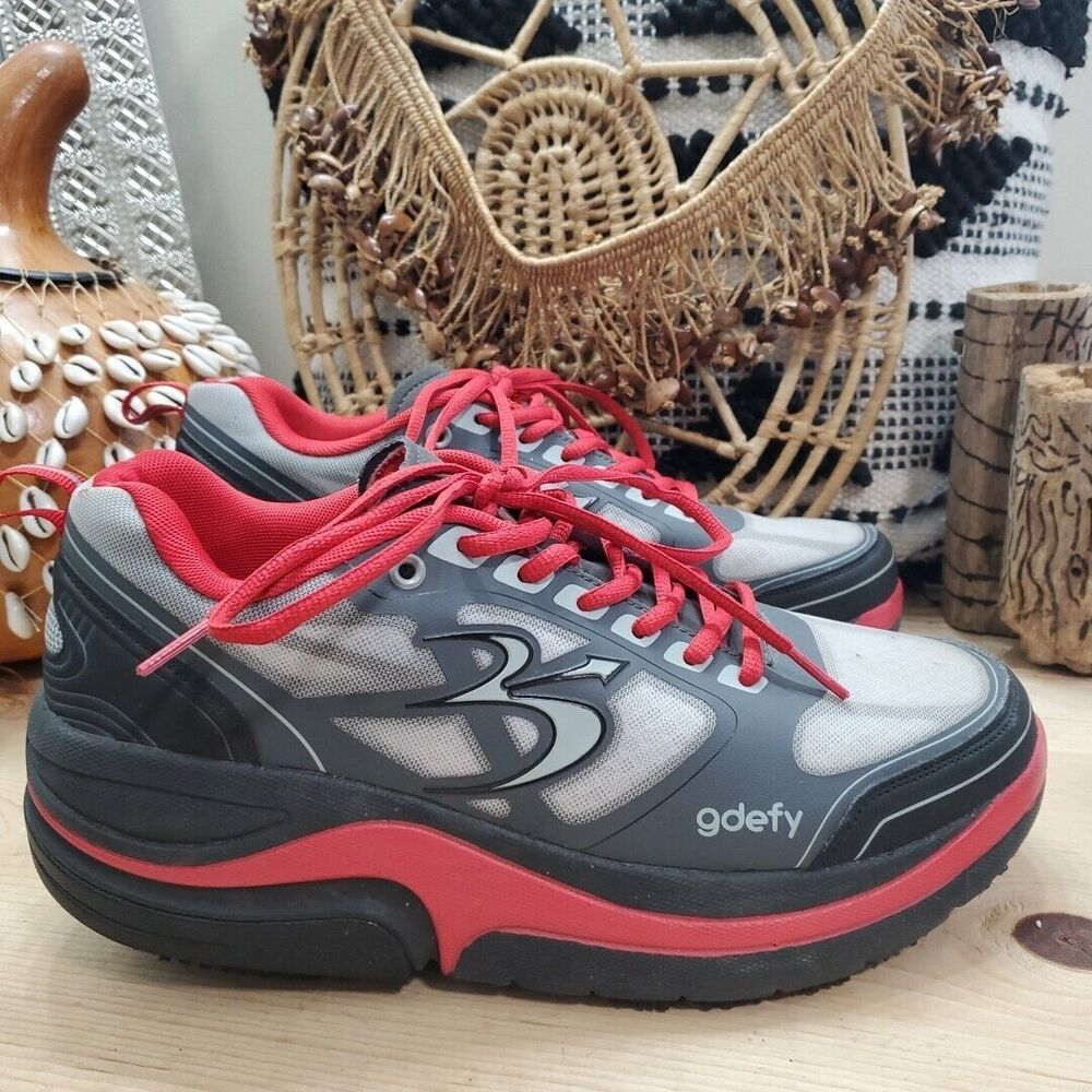 Gdefy Gravity Defyer Support Comfort Slip Resistance Mens 9.5 Shoes Red Black